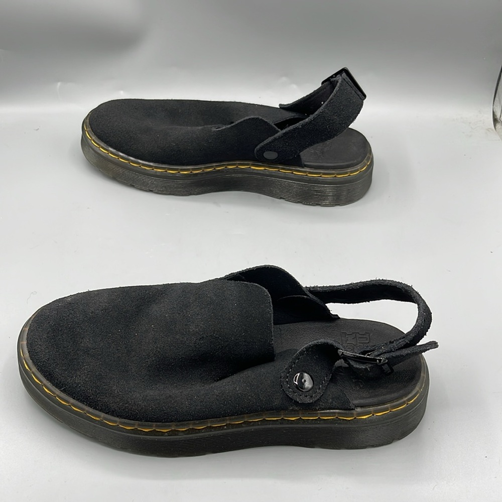 Dr. Martens Black Mules with Yellow Stitching
